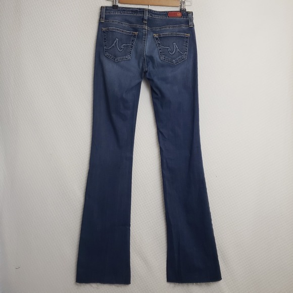 AG Adriano Goldschmied The Angel Boot Cut Jeans Dark Wash Blue 26x33 Raw Hem EUC - Picture 12 of 13